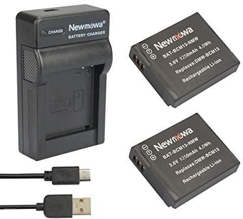 Newmowa DMW-BCM13 Replacement Battery (2-Pack) and Portable USB Charger kit for Panasonic DMW-BCM13, DMW-BCM13E, DMW-BCM13PP and Panasonic Lumix DMC-FT5, DMC-LZ40,DMC-TS5, DMC-TZ37, DMC-TZ40