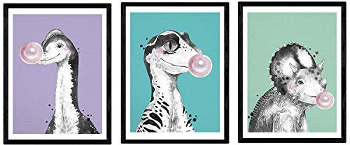Nacnic-Pack von Dinosaurier Poster mit Kaugummi. Platten von Dinosaurier für Kinder. A3 Größe mit Rahmen