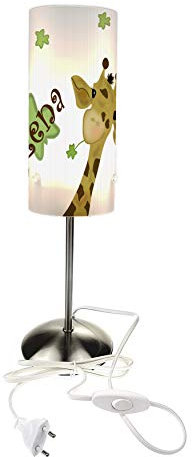 CreaDesign TI-1012 Giraffe Nachttischlampe Kinderzimmer mit Namen, Kinder Tischlampe/Schlummerlicht mit Schalter für Steckdose, E14, 38 cm hoch