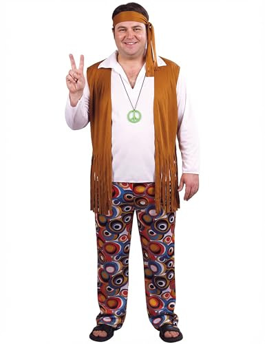 DEGUISE TOI Hippie-Kostüm für Herren in Übergröße Karneval bunt