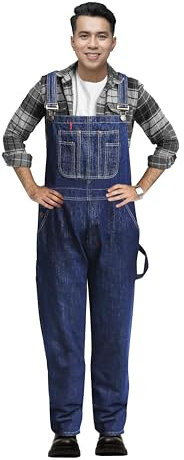GREAT BIKERS GEAR - Salopette da lavoro da uomo in denim con bretelle e bretelle in generale Pro Heavy Duty Workwear Pantaloni, Blu scuro, 30W x 32L