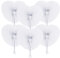 Zwin 48 Pcs Heart Shaped Paper Fans for Wedding Pocket Folding Paper Fans with Plastic Handle White Blank Fans for Guest Celebration Party Decoration