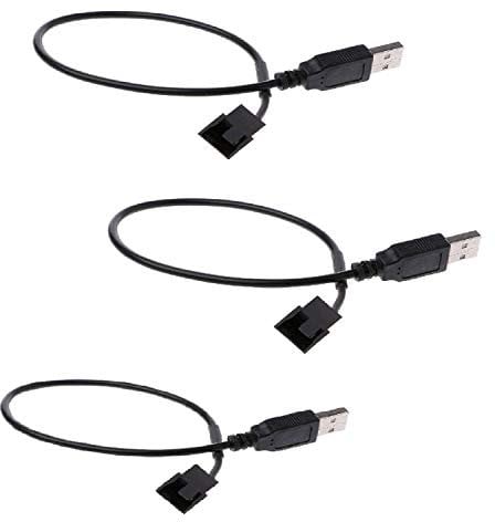 winwill 3 Pack 5V USB to 3pin / 4Pin PC Fan Cable, Black USB to Computer CPU PWM Adapter, 11.8 Inch Fan Cable