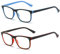 MMOWW 2er-pack Lesebrille Damen und Herren - Anti-blaue Computerbrille mit Federscharnieren (Rot + Dunkelblau, +2,0)