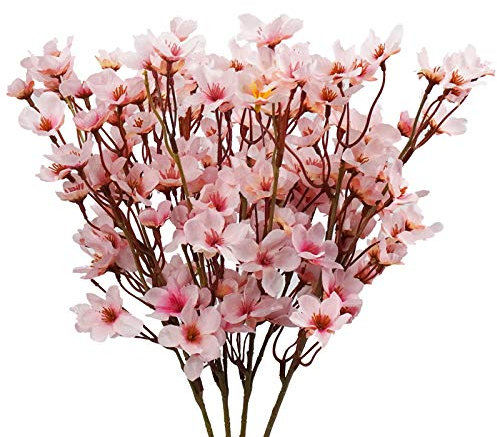 Uieke 4 fiori di ciliegio artificiali, fiori di pesca in seta, piante finte per fai da te, giardino, casa, matrimonio, festa, decorazione, rosa