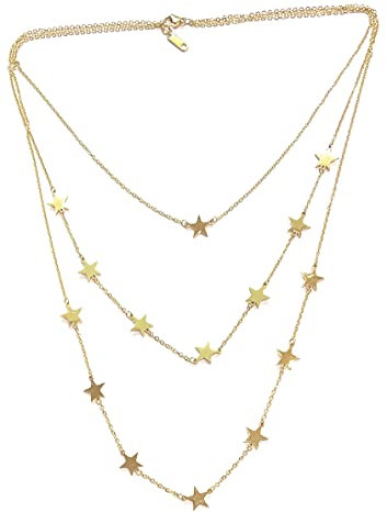 MODA MavillA Stelle Collana a tre Fili dorata Stelline in Acciaio Inossidabile