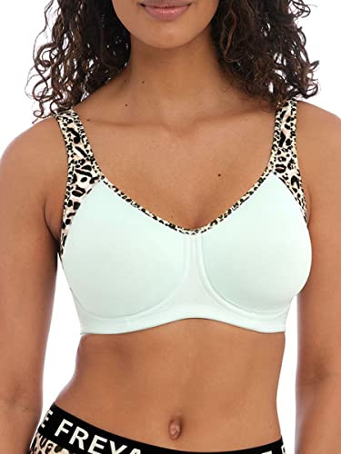 Freya Active Sonic Moulded J-Hook Sports Bra Pure Leopard Aqua White 38D