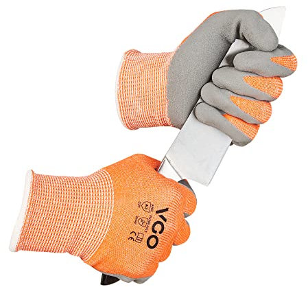 Vgo... Guanti Lavoro Antitaglio Palmo in Nitrile, Guanti Resistenti al Taglio HPPE livello EN388 C ANSI A3 per Intaglio Legno, Cucina (1 paio, L)