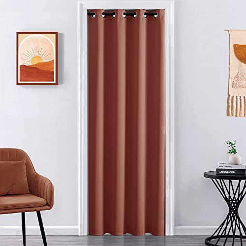 XTMYI Burnt Orange Blackout Door Curtains for Living Room Bedroom Sliding Glass Door Curtains Hippie Decor Fall Decor 42x80 Inch