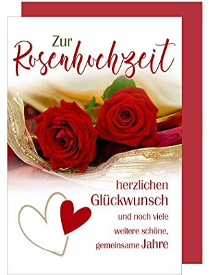 Rosen-Hochzeit 10 Jahre Grußkarte Karte Hochzeitstag Herz 16x11cm
