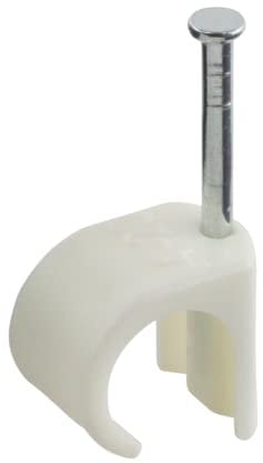 GTSE Round White Cable Clips, For Cables 14-20 mm, Box of 50, Skirting Wire Nail Clips, Cable Tacks for Ethernet, Electrical Cables, Walls