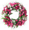 YQYAZL 50 cm künstliche Tulpenkränze, Türkranz, Tulpenkranz, Blumenkränze für Haustür, Frühlingsseidenkranz mit grünen Blättern, für Zuhause, Hochzeitsdekoration, Rosa