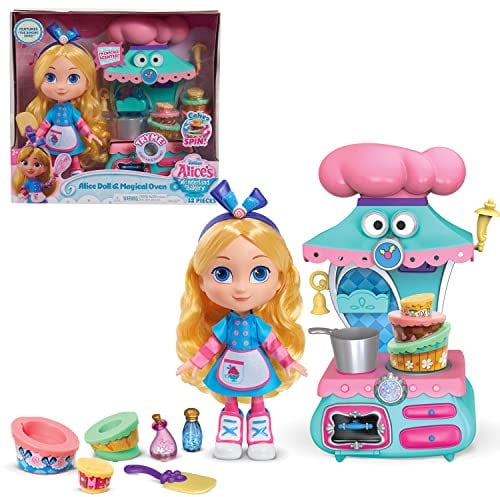 Disney Junior Alice's Wonderland Bakery - Juego de 10 Pulgadas Alicia y Horno mágico con muñeca y Accesorios, Juguetes para niños con Licencia Oficial para niños a Partir de 3 años