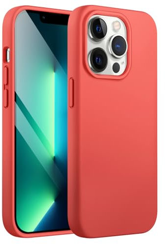 JETech Silikon Hülle für iPhone 13 Pro 6,1 Zoll, Ganzkörperschutz handyhülle mit Seidig-Weicher Berühren, Stoßfeste Hülle mit Mikrofaser-Futter (Rosa Pomelo)