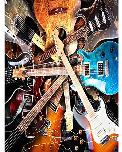 ZHXXFD Peinture Numero Guitare Rock Musique Sans Cadre,Kits De Peinture Par Numéros Pour Enfant Adulte,40X50cm Diy Kit De Peinture Avec Toile, Pinceaux Et Peinture Acrylique,A22