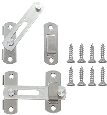 2pcs Stainless Steel Gate Latches Barn Lock Door Latch,Safety Door Lock, Buckle, Brushed Finish for Coop, Garden, Household, Bathroom, Outdoor, Garage
