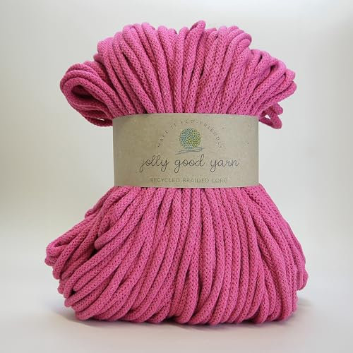 Jolly Good Yarn, geflochtene Makramee-Schnur, 5 mm, weiche recycelte Baumwolle, 100 m (500 g), Wand- und Pflanzenaufhänger, Textilschmuck, Dekorationen (Colyton Pink)