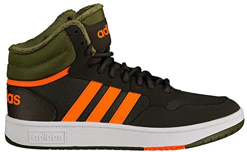 adidas Hoops Mid 3.0 K Sneaker, Shadow Olive Impact Orange Focus Olive, 38 2/3 EU