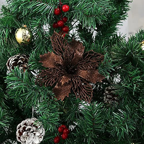 12 x 9 cm con glitter per albero di Natale, decorazione per albero di Natale, decorazione artificiale, decorazione per albero di Natale, caffè