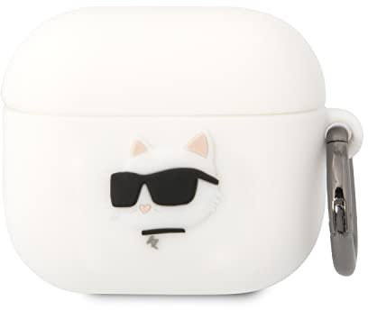 Karl Lagerfeld KLA3RUNCHH Hülle für Airpods 3 Weiß Silicone Choupette Head 3D