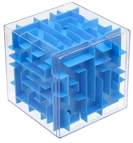 PLAYZOCO 3D-Würfel-Labyrinth, dreidimensionales Puzzle, Raumherausforderung, geeignet für Kinder und Erwachsene, 8 x 8 cm, Blau