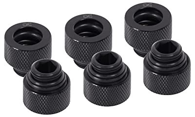 Alphacool 17645 Eiszapfen HF 12mm HardTube Anschraubtülle Anschlüsse G1/4 - Deep Black Sixpack