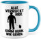 Huhn Tasse Hühner Geschenkidee Kaffeetasse Henne Geschenk für Hühner-Besitzer Kaffeebecher Hahn Becher (Weiß & Blau)
