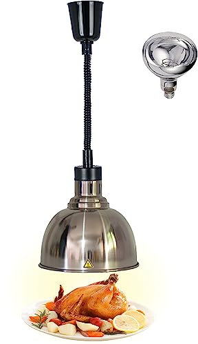 Lampada Riscaldante per Alimenti, Lampade Scaldavivande Cucina, Lampade Riscaldanti per Cucina a Buffet Regolabile 60-180 cm per Ristoranti, Cucine, Hotel (Acciaio Inox,1 Pezzo)