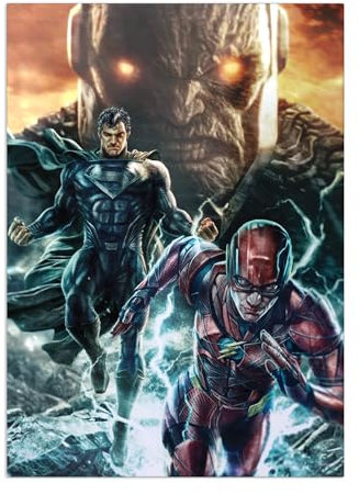 Displate - Poster aus Metall - Einfache Montage ohne Bohren - DC Comics - Zack Snyder's Justice League - Superman and Flash - Größe M - 32x45cm Matt