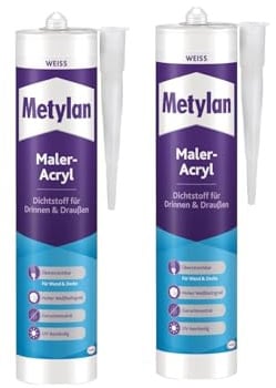 Metylan Maler-Acryl Wand & Decke, für innen und außen, weiß, überstreicbar; 2x300ml