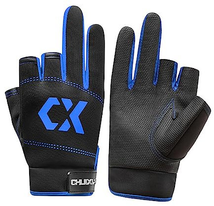 Guanti da pesca semi senza dita, per uomini e donne, guanti resistenti per sport all'aria aperta, impermeabili, con presa sicura, per pesca, caccia, ciclismo (1 paio)