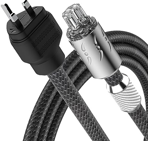 Viborg UK HiFi Power Cable 4N Multiplex OFC Audiophile Power Cable Mains Cable 100% OFC Shielding 13A To IEC (1.5m/4.92ft)