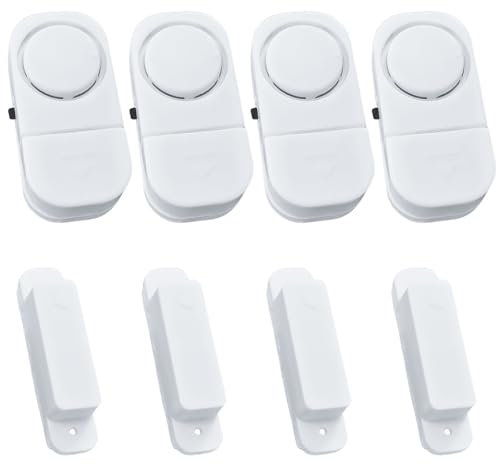 4pcs Fensteralarm Türalarm: Drahtloser Türsensor mit Schnellem Lautem 90dB Fenstersensor Magnetsensor Fenstertürsensor Alarm mit Batterien, Mini Einbruchschutz Alarmanlage für Haus Speichern