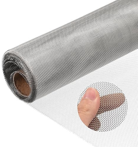 uxcell 20 Mesh 304 Stainless Steel Woven Wire Mesh Screen, 118 Inch x 47 Inch Hard and Heat Resisting Wire Mesh for Wall, Hole, Garden, DIY Project, Never Rust, Easy to Cut