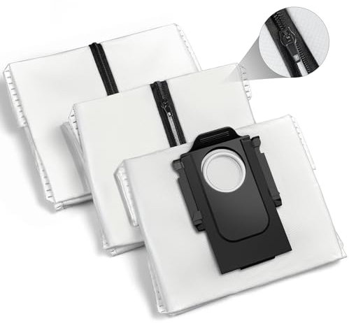 Wiederverwendbar Staubbeutel Kompatibel mit Roborock Qrevo/Saros 10R/Qrevo S/Qrevo Pro/Qrevo Curv/S8 MaxV Ultra/Qrevo Master Staubsauger, 2.7 L Ersatz Staubsaugerbeutel mit Reißverschluss, 3 Stück