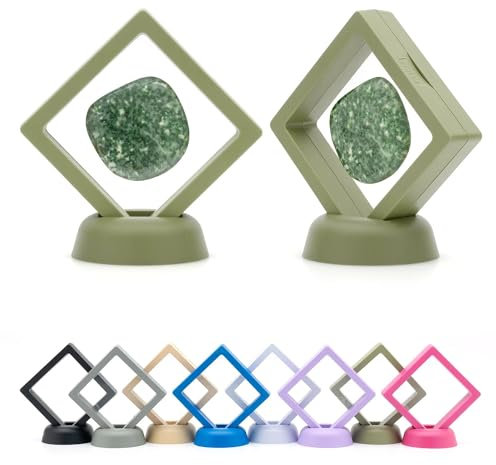 CKB LTD 5 Stück 3D schwebende Rahmen Vitrine Halter Aufbewahrungsbox Aufhängung Ständer - Hält Schmuck, Edelsteine, Sammelmünzen und Hobby-Bastelartikel (Grün) 7 cm x 7 cm x 2 cm (klein)