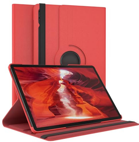 EAZY CASE - Tablet Hülle für Samsung Galaxy Tab S9 Plus Schutzhülle 12.4 Zoll Smart Cover Tablet Case Rotationcase zum Aufstellen Klapphülle 360° drehbar mit Standfunktion Tasche Kunstleder Rot