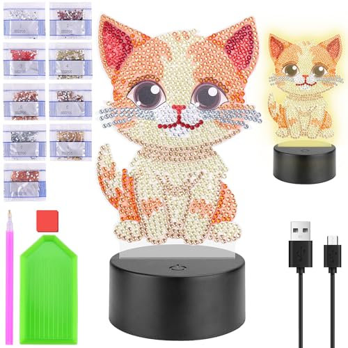 Homgaty Geschenke für Mädchen 5 6 7 8 9 10 Jahre, Bastelset Diamond Painting Kinder Mädchen, Kreative Nachtlicht Basteln am Kindergeburtstag, Geschenke für Kinder 6-12 Jahre