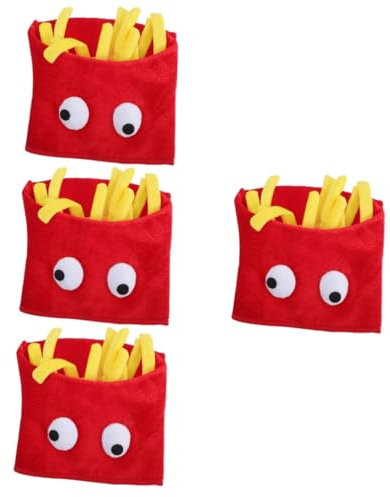 UPKOCH 4stücke Französische Pommes Hut Lustiges Cosplay Accessoire Für Partys Karneval Und Fotoaktionen Unisex Party Kopfbedeckung Für Erwachsene Und Attraktives Kostümzubehör