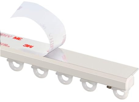 Kein Stanzen Erforderlich Selbstklebende Vorhangschiene Für Decke Oder Wand(7,8 Fuß, 2,4 Meter), Kein Bohrer, Schrauben Oder Werkzeug, Weiße Querstange Gleitet Gardinenschien(Color:White,Size:2.4M/(7.