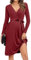 hohololo Robe de maternité à manches longues, col en V, robe de maternité, grossesse, longueur genou, Bordeaux., L
