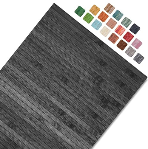 CosìCasa Tappeto in Bamboo e Legno - Antiscivolo Lavabile Passatoia per Cucina, Bagno o Esterno [50X350 cm, Grigio]