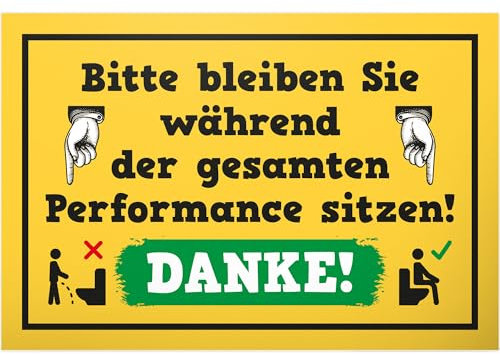 DankeDir! Performance sitzen - Kunststoff Schild 30 x 20 cm - WC Schild Toilettenschild Toilette Klo Schild lustig Kloschild - Gästetoilette Türschild Wand witzig Deko Herren Gäste WC