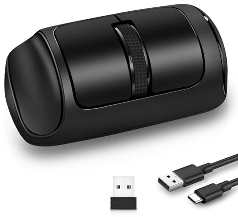 Mouse Bluetooth orizzontale,mouse senza fili Bluetooth ricaricabile portatile (doppia modalità: BT 5.0+2.4G),3200DPI regolabile,mouse senza fili ergonomico silenzioso per computer portatile PC/Windows