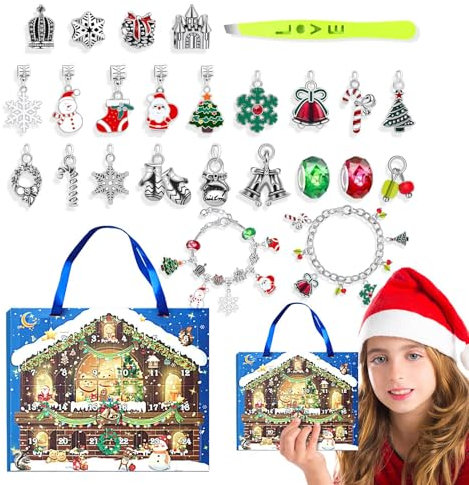 Adventskalender 2024 Mädchen, Weihnachtskalender Countdown 2024 | 24-Tage-Armband-Schmuckherstellungsset, Weihnachts-Countdown-Kalender | Countdown bis Nr