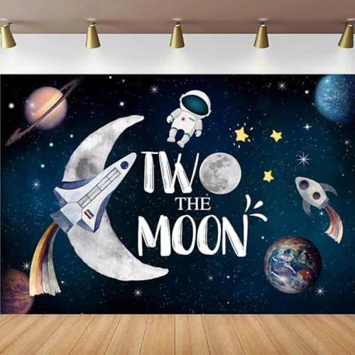 Der Mond Fotografie Bckdrop Weltraum Junge 2. Geburtstag Hintergrund Universum Galaxie Himmel Planet Sterne Party Dekor Poster