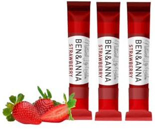 Ben & Anna - Vegane Lippenpflege für trockene Lippen mit Erdbeer-Geschmack - Nachhaltig verpackt - Zertifizierte Naturkosmetik - Ohne Plastikverpackung - 1er Pack (18g (3er Pack), Erdbeere)