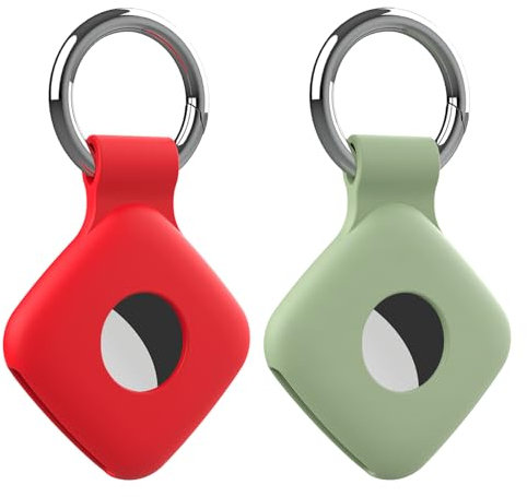 2 x Schutzhülle kompatibel mit Tile Mate 2022 2024 Tracker, kratzfeste Schutzhülle für Fliesen-Tracker mit Schlüsselring, Silikonfliesen-Schlüsselanhänger für Haustiere, Schlüssel, Taschen (Grün /