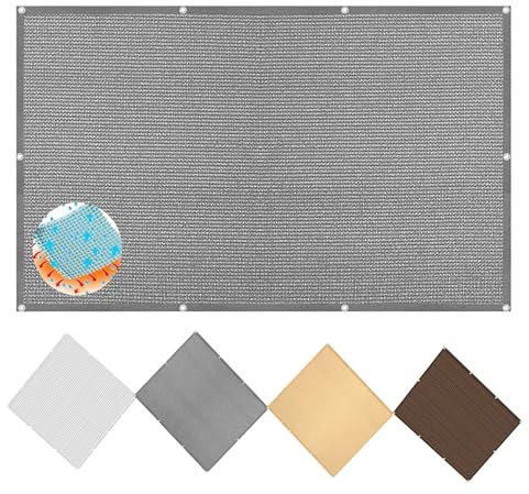 Terrassenüberdachung, rechteckig, 1,8 x 7 m, 98 % UV-Block, atmungsaktives HDPE-Material, Grau, für den Außenbereich, Schattenlösung mit Ösen