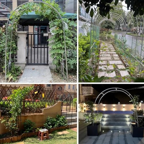 Pergola-Gartenlaube aus Edelstahl, 120 x 350 cm breit, einfache Montage, dekorative Laube für Gartendekoration (Größe: 1,2 x 2,3 m)